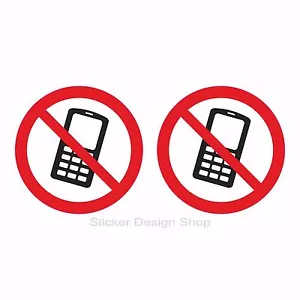 2er Set je Ø 9cm Handy Verboten Telefon Hinweisschild Aufkleber Sticker Vinly - Bild 1 von 1