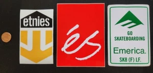 ES Etnies Emerica skateboard Vintage 2002 3 sticker set Flawless New Old Stock - Picture 1 of 1