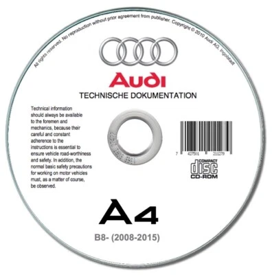 Audi A4 B8 (2008-2015)  manuale officina workshop manual su cd - Immagine 1 di 4