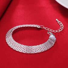 Women's 925 Sterling Silver Bracelet Fashion Braided Chain Wedding Party Jewe L3
