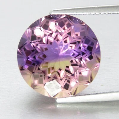 12.30cts Dazzling Natural Ametrine 15.3mm Fancy Round Missing Cut Loose Gemstone - Imagem 1 de 3