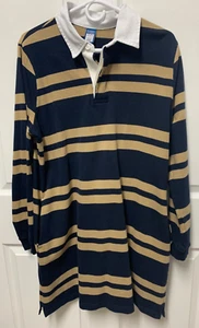 Vestido de Rugby Old Navy '94 Reedición Talla L Azul Marino y Tostado Bolsillos a Rayas Manga Larga - Imagen 1 de 9