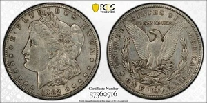 1902 - 1 Dollar Silber Morgan Dollar PCGS AU 50 #0716 - Bild 1 von 5