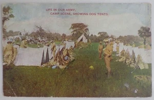 Postal americana de colección de la Primera Guerra Mundial - Vida americana en nuestro ejército en tiendas para perros - Imagen 1 de 3