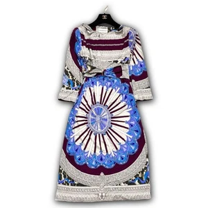 EMILIO PUCCI Silk Long Dress Italy Multicolor Print Belted Size 42 F/S - Picture 1 of 17