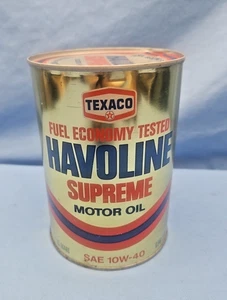 Cuarto de galón de aceite de motor TEXACO Havoline SUPER SUPREME lata vintage - COMPLETO - Imagen 1 de 8