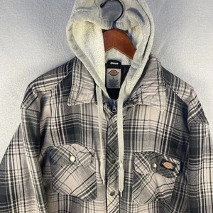 Chaqueta de franela Dickies para hombre grande a cuadros gris con capucha bolsillos forrados ropa de trabajo - Imagen 1 de 11