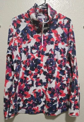 Columbia Mujer 2XL Ligero Polar Rojo Blanco Azul Estampado Abstracto Cuarto Cremallera Foto 1 de 3