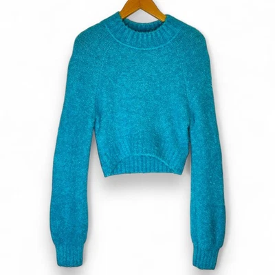 Urban Outfitters Women's NWT UO Avril Cropped Mock Neck Sweater Size M Teal Blue - Image 1 of 4