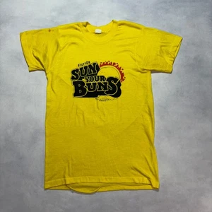 T-shirt vintage anni 70 80 Florida Sun Your Buns grafica punto singolo made in USA - Foto 1 di 9