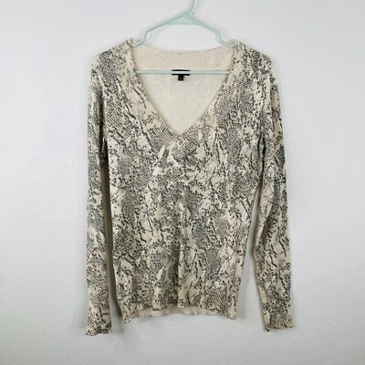Suéter delgado Express para mujer talla M manga larga cuello en V estampado de serpiente Foto 1 de 4
