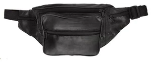 New Black Leather Waist Fanny Pack Belt Bag Pouch Travel Hip Purse Men Women 50" - Picture 1 of 5