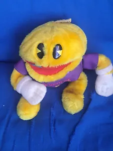 Vintage Knickerbocker Pac Man "Score with Me" Purple Shirt Bean Bag Plush RARE - Picture 1 of 5