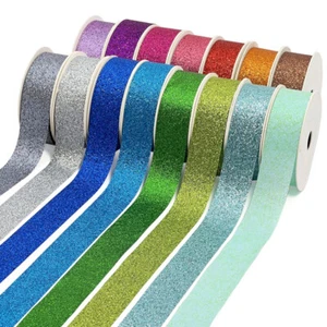 Christmas Colorful Metallic Glitter Sparkle Organza Ribbon 1.5cm/2.5cm  * 910CM - Picture 1 of 25