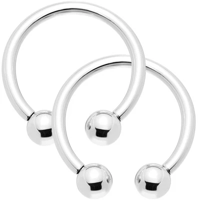 18G 2 Circular Horseshoe Barbell 316L Surgical Steel Nose Lip Nipple Ear 13mm - Image 1 of 4