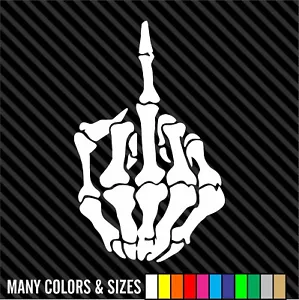 SKULL MIDDLE FINGER Decal Sticker Flip Off, Vinyl, Window, Wall, Car, Laptop - Bild 1 von 15
