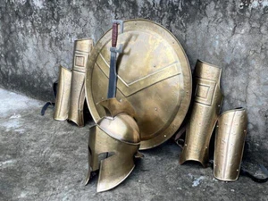 Spartan Warrior Costume Set with Helmet Shield Armor for Cosplay Halloween - Picture 1 of 8