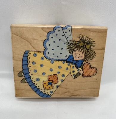 Sello de goma Patchwork ÁNGEL alas de corazón héroe artes retirado 3,25" de largo Foto 1 de 3