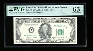 DBR 1950-C $100 FRN Boston Gem Fr. 2160-A PMG 65 EPQ Serial A03339560A - Picture 1 of 2