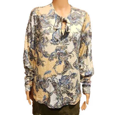 Blusa HALE BOB estampado paisley cierre corbata L cerradura escote marfil nueva con etiquetas Foto 1 de 4