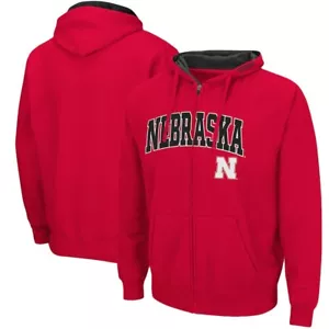 Men's Colosseum Scarlet Nebraska Huskers Arch & Logo 3.0 Full-Zip Hoodie Medium - Picture 1 of 3