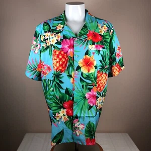 Hawaiian Mens Shirt 3XL Hibiscus Pineapple Plumeria  Aloha Friday Tropical New - Picture 1 of 5