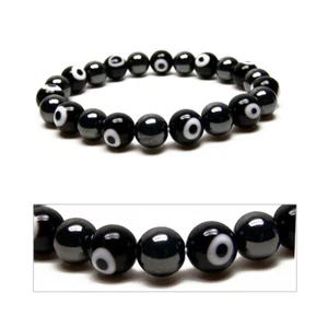 "Brazalete de cuentas de mal de ojos hematita magnética para hombre Accents Kingdom 8,5" - Imagen 1 de 2