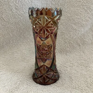 SOWERBY 6-7" DERBY AMETHYST PURPLE CARNIVAL GLASS VASE - Picture 1 of 6