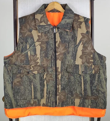 WINCHESTER VTG Size XL Mens Reversible Vest Trebark/Conceal Orange Insulated Zip - Image 1 of 4