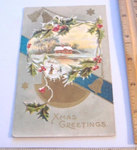 CARTOLINA DI NATALE VINTAGE IN RILIEVO~AUGURI DI NATALE~546~1910 A.S. MEEKER, N.Y. - Foto 1 di 2