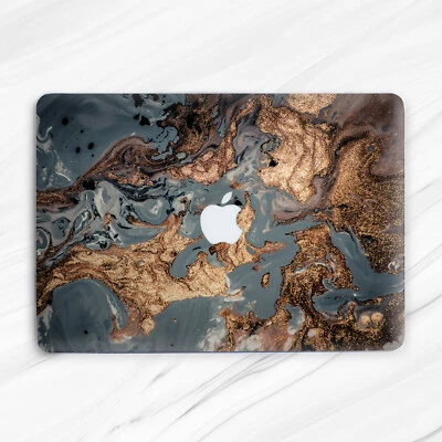 Gray Black Gold Oil Marble Hard Case Cover For Macbook Air 11 13 Pro 13 14 15 16 - Image 1 of 4