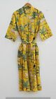 Indian Cotton Jungle Print Summer Yellow Long Kimono Maxi Beachwear Night Dress