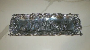 VTG ARTHUR COURT ALUMINUM JAGUAR ELEPHANT & BIRD RECTANGULAR TRAY 19" 1997 - Picture 1 of 10