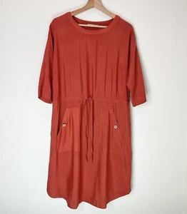 Regatta Womens Size 12 Dress Burnt Orange 3/4 Sleeve Midi Pockets Linen Blend - Picture 1 of 6