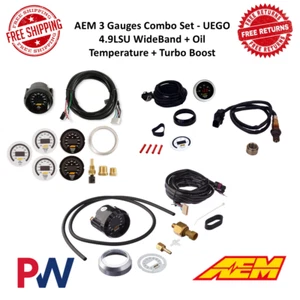 AEM 3 Gauges Combo Set - UEGO 4.9LSU WideBand + Oil Temperature + Turbo Boost - Picture 1 of 6