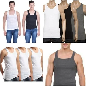 New 2-9 Pack Mens Fitted Vest 100% Cotton Boys Gym Top Training S, M, L, XL, 2XL - Picture 1 of 9