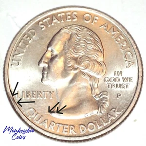 2002 P Tennessee Quarter - Obverse Rim Cud and Spiked Head - Rare Error Coin - Bild 1 von 4