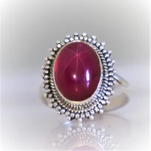 RUBY STAR LAB-CREATED GEMSTONE 925 STERLING SILVER HANDMADE JEWELRY RING 3 TO 12 - Picture 1 of 10