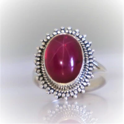RUBY STAR LAB-CREATED GEMSTONE 925 STERLING SILVER HANDMADE JEWELRY RING 3 TO 12 - Image 1 of 4