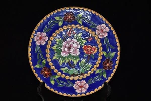 Collect pure copper cloisonne silk hand painting flower pattern decoration - Picture 1 of 9
