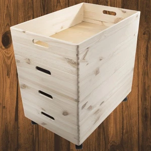 Caja de apilamiento superficial extra grande de 4 niveles contenedor de caja de almacenamiento de madera con ruedas - Imagen 1 de 11