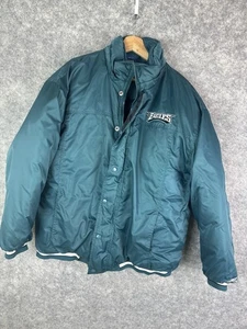 Vintage Philadelphia Eagles Jacket Mens Large NFL Football Puffer 90s Green - Picture 1 of 11