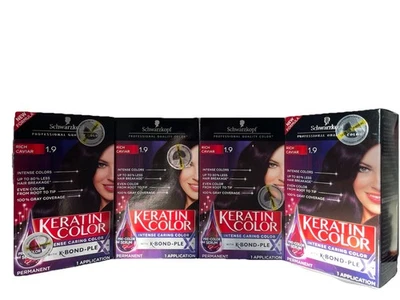 Schwarzkopf Color Queratina Color Permanente Cabello Crema 1.9 Rico Caviar Lote De 4 Foto 1 de 4