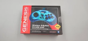 Sega Genesis Retro-Bit Controller Wireless Bluetooth 8 Pulsanti - Blu Trasparente - Foto 1 di 4