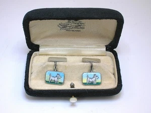 HENRY GRFFITH & SONS 19TH C. STERLING SILVER CUFFLINKS WITH SCOTTISH TERRIERS - Foto 1 di 13