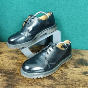 Vintage Dr Martens Made in England R Griggs Black Leather Shoes - UK 8 Flaws - Picture 1 of 20