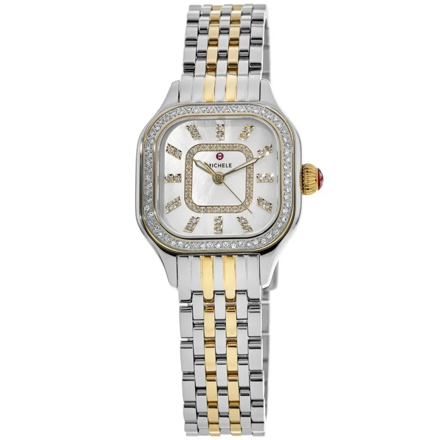 Michele Meggie Diamond Two-Tone Mother Of Pearl Diamond Dial Watch MWW33B000002