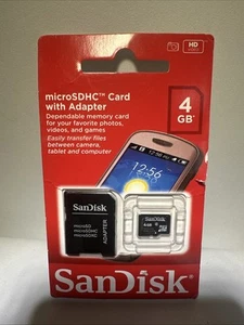 SanDisk 4GB Micro SDHC Memory Card With Adapter New Factory Sealed - Photo 1 sur 5