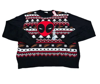 Nuevo Suéter Marvel Deadpool Tacos Negro, Rojo y Blanco Talla XL Feo Navidad Nuevo con Etiquetas Foto 1 de 4