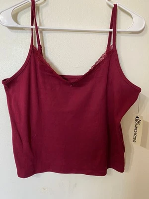Nuevo con etiquetas No Boundaries Junior’s sin mangas inspirado vintage ribete de encaje crop cami XXL Foto 1 de 4